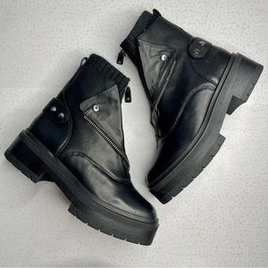 Sam Edelman Black Leather Platform Combat Boots